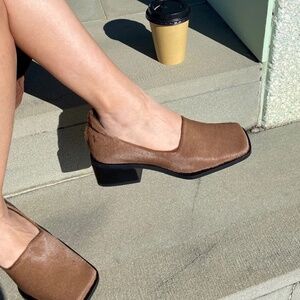 Toffee Block Heel Loafer - Sz 10